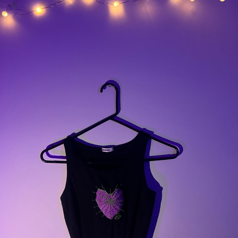 Black Tank Top with Purple Heart Design